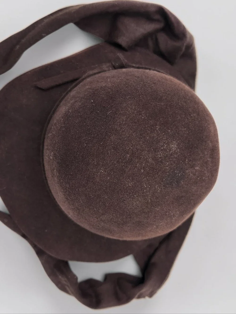 Bollman Wool Doeskin Clochet Scarf Wrap Hat Brown Mid Century USA Derby Bowler